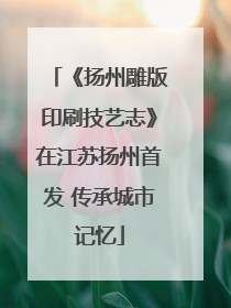 《扬州雕版印刷技艺志》在江苏扬州首发 传承城市记忆