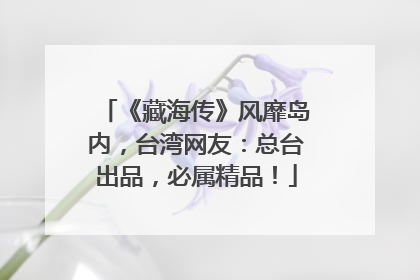 《藏海传》风靡岛内，台湾网友：总台出品，必属精品！
