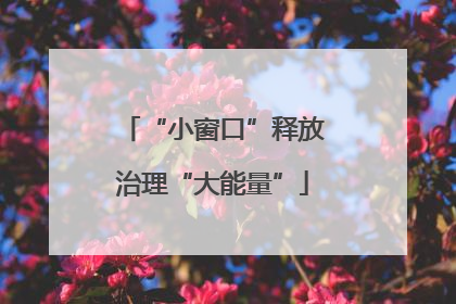 “小窗口”释放治理“大能量”