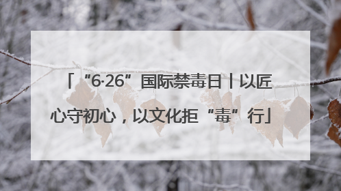 “6·26”国际禁毒日丨以匠心守初心，以文化拒“毒”行