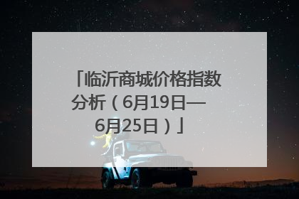 临沂商城价格指数分析（6月19日—6月25日）