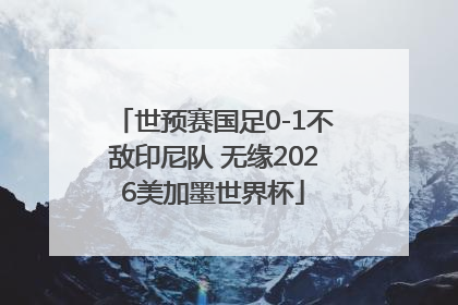 世预赛国足0-1不敌印尼队 无缘2026美加墨世界杯