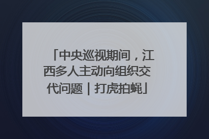 中央巡视期间，江西多人主动向组织交代问题｜打虎拍蝇