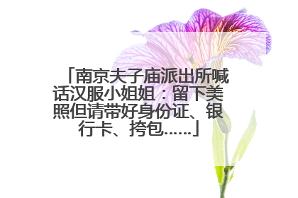 南京夫子庙派出所喊话汉服小姐姐：留下美照但请带好身份证、银行卡、挎包……