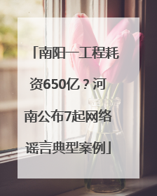 南阳一工程耗资650亿？河南公布7起网络谣言典型案例