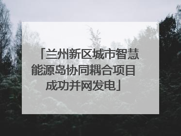 兰州新区城市智慧能源岛协同耦合项目成功并网发电