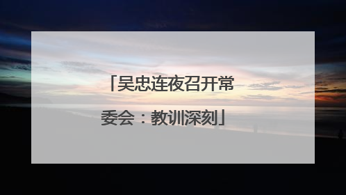 吴忠连夜召开常委会：教训深刻