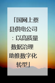 国网上蔡县供电公司：以高质量数据治理 助推数字化转型