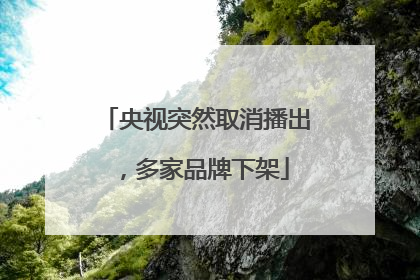 央视突然取消播出，多家品牌下架