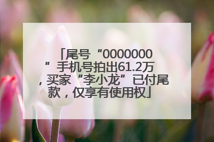 尾号“0000000”手机号拍出61.2万，买家“李小龙”已付尾款，仅享有使用权
