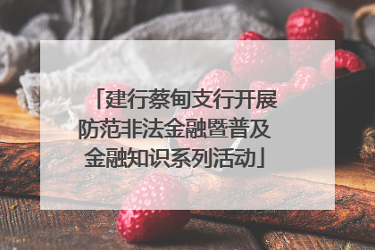 建行蔡甸支行开展防范非法金融暨普及金融知识系列活动