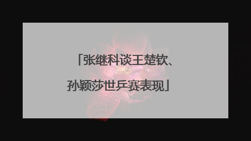 张继科谈王楚钦、孙颖莎世乒赛表现