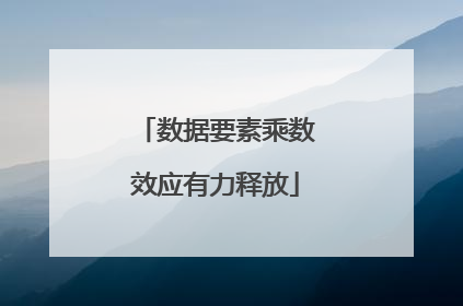 数据要素乘数效应有力释放