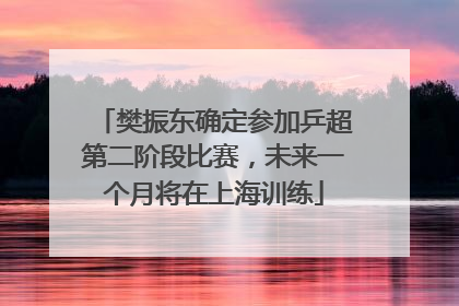 樊振东确定参加乒超第二阶段比赛，未来一个月将在上海训练