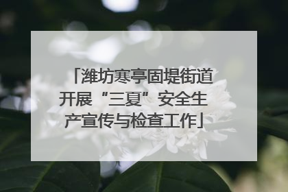 潍坊寒亭固堤街道开展“三夏”安全生产宣传与检查工作
