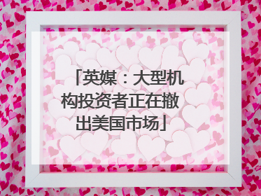 英媒：大型机构投资者正在撤出美国市场