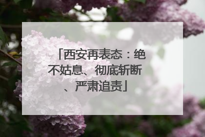 西安再表态：绝不姑息、彻底斩断、严肃追责