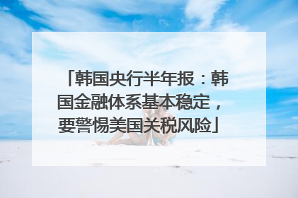 韩国央行半年报：韩国金融体系基本稳定，要警惕美国关税风险