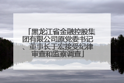 黑龙江省金融控股集团有限公司原党委书记、董事长于宏接受纪律审查和监察调查