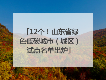 12个！山东省绿色低碳城市（城区）试点名单出炉