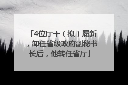 4位厅干（拟）履新，卸任省级政府副秘书长后，他转任省厅