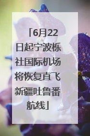 6月22日起宁波栎社国际机场将恢复直飞新疆吐鲁番航线